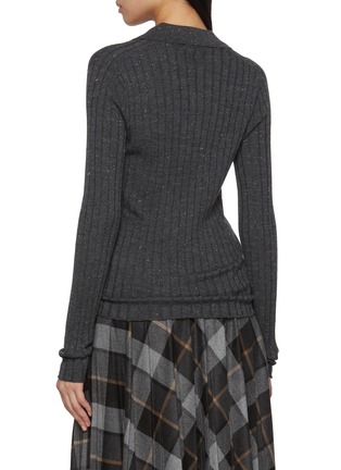Back View - Click To Enlarge - PESERICO - Slim Fit Ribbed Wool Blend Knit Polo Top