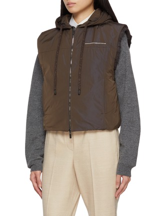 Detail View - Click To Enlarge - PESERICO - Reversible Hooded Zip Up Fur Vest