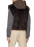 Back View - Click To Enlarge - PESERICO - Reversible Hooded Zip Up Fur Vest