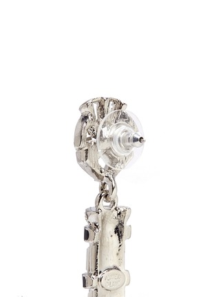 Detail View - Click To Enlarge - KENNETH JAY LANE - Enamel bullet drop glass crystal clip earrings