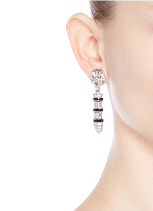 Figure View - Click To Enlarge - KENNETH JAY LANE - Enamel bullet drop glass crystal clip earrings