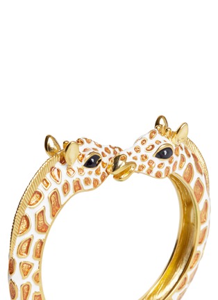Detail View - Click To Enlarge - KENNETH JAY LANE - Enamel double giraffe gold plated cuff