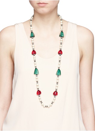 Figure View - Click To Enlarge - KENNETH JAY LANE - Pavé glass pearl stone necklace