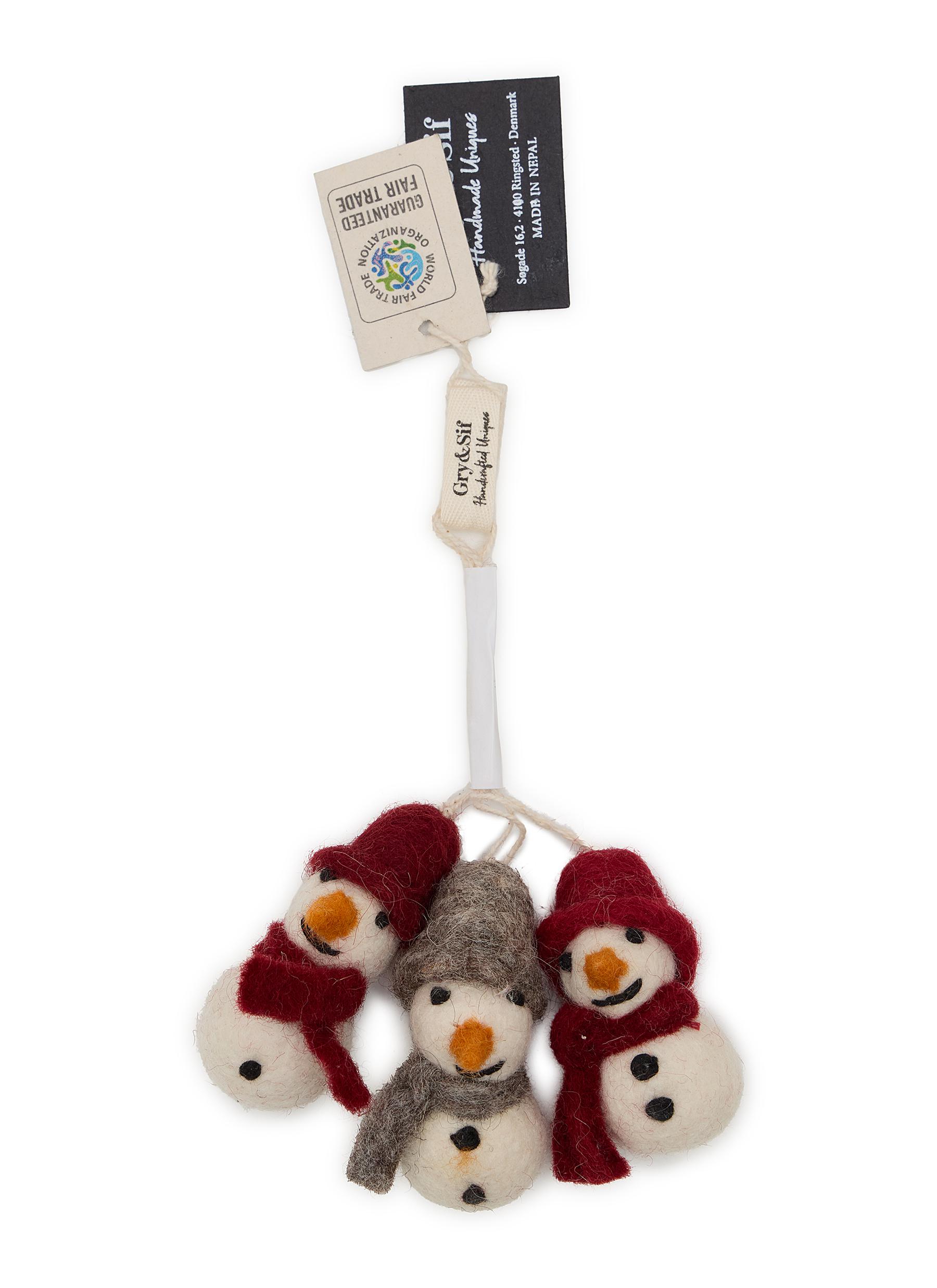 GRY & SIF | Snowman With Scarf Felted Ornament — Set of 3 | Lane