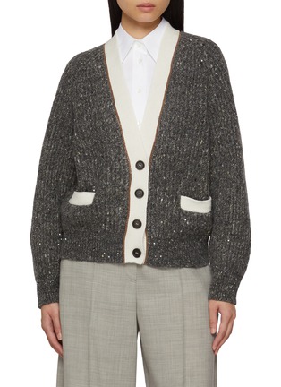 Main View - Click To Enlarge - BRUNELLO CUCINELLI - Contrast Trim Knit Cardigan