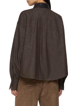 Back View - Click To Enlarge - BRUNELLO CUCINELLI - Embellished Collar Cotton Shirt