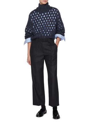 Figure View - Click To Enlarge - BRUNELLO CUCINELLI - D Ring Belted Virgin Wool Suiting Pants