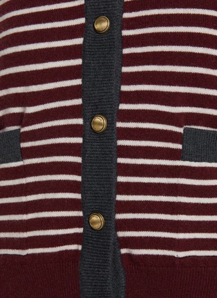  - BRUNELLO CUCINELLI - Two Pocket Striped Wool Cashmere Silk Cardigan