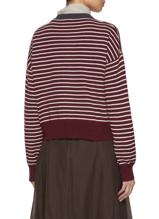 Back View - Click To Enlarge - BRUNELLO CUCINELLI - Two Pocket Striped Wool Cashmere Silk Cardigan