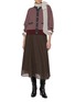 Figure View - Click To Enlarge - BRUNELLO CUCINELLI - Two Pocket Striped Wool Cashmere Silk Cardigan