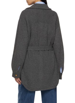 Back View - Click To Enlarge - BRUNELLO CUCINELLI - Belted Knit Shirt Wool Silk Cardigan