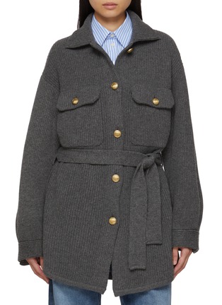 Main View - Click To Enlarge - BRUNELLO CUCINELLI - Belted Knit Shirt Wool Silk Cardigan