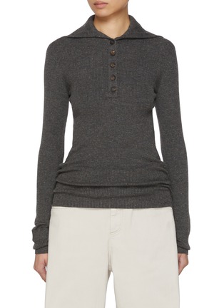 Main View - Click To Enlarge - BRUNELLO CUCINELLI - Lurex Accent Knit Polo Top