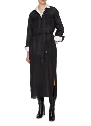 Figure View - Click To Enlarge - BRUNELLO CUCINELLI - Wool Gauze Shirt Dress