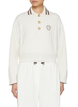 Main View - Click To Enlarge - BRUNELLO CUCINELLI - Logo Patch Cashmere Polo Sweater