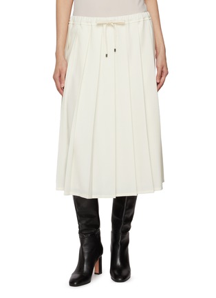 Main View - Click To Enlarge - BRUNELLO CUCINELLI - Waist String Pleated Midi Skirt