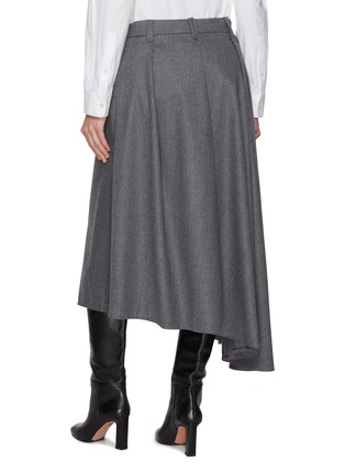Back View - Click To Enlarge - BRUNELLO CUCINELLI - Asymmetric Pleated Virgin Wool Midi Skirt