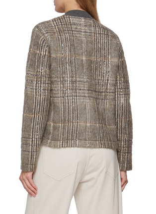 Back View - Click To Enlarge - BRUNELLO CUCINELLI - Chequered Jacquard Knit Cardigan