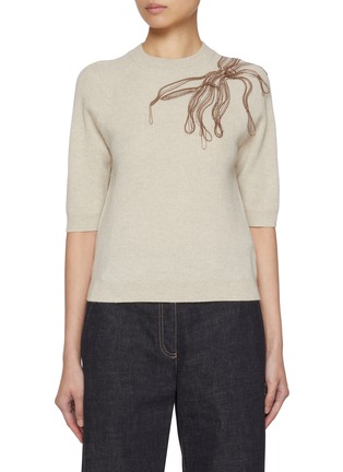 Main View - Click To Enlarge - BRUNELLO CUCINELLI - Monili Embellished Cashmere Knit Top