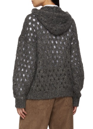 Back View - Click To Enlarge - BRUNELLO CUCINELLI - Open Knit Sequin Cardigan