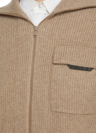  - BRUNELLO CUCINELLI - Spread Collar Zip Up Cashmere Jacket
