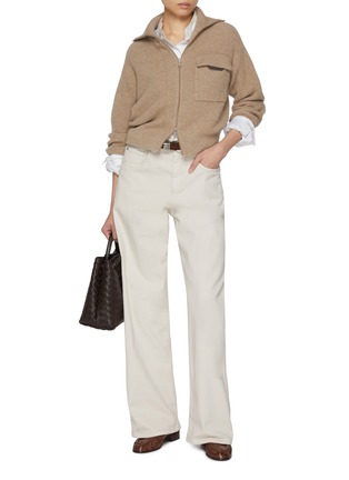 Figure View - Click To Enlarge - BRUNELLO CUCINELLI - Spread Collar Zip Up Cashmere Jacket