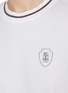  - BRUNELLO CUCINELLI - Logo Emblem Striped Trim Cotton T-Shirt