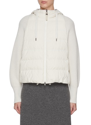 Main View - Click To Enlarge - BRUNELLO CUCINELLI - Hybrid Hooded Zip Up Down Jacket