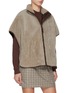 Detail View - Click To Enlarge - BRUNELLO CUCINELLI - Curly Shearling Zip Up Cape Jacket