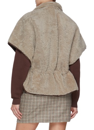 Back View - Click To Enlarge - BRUNELLO CUCINELLI - Curly Shearling Zip Up Cape Jacket