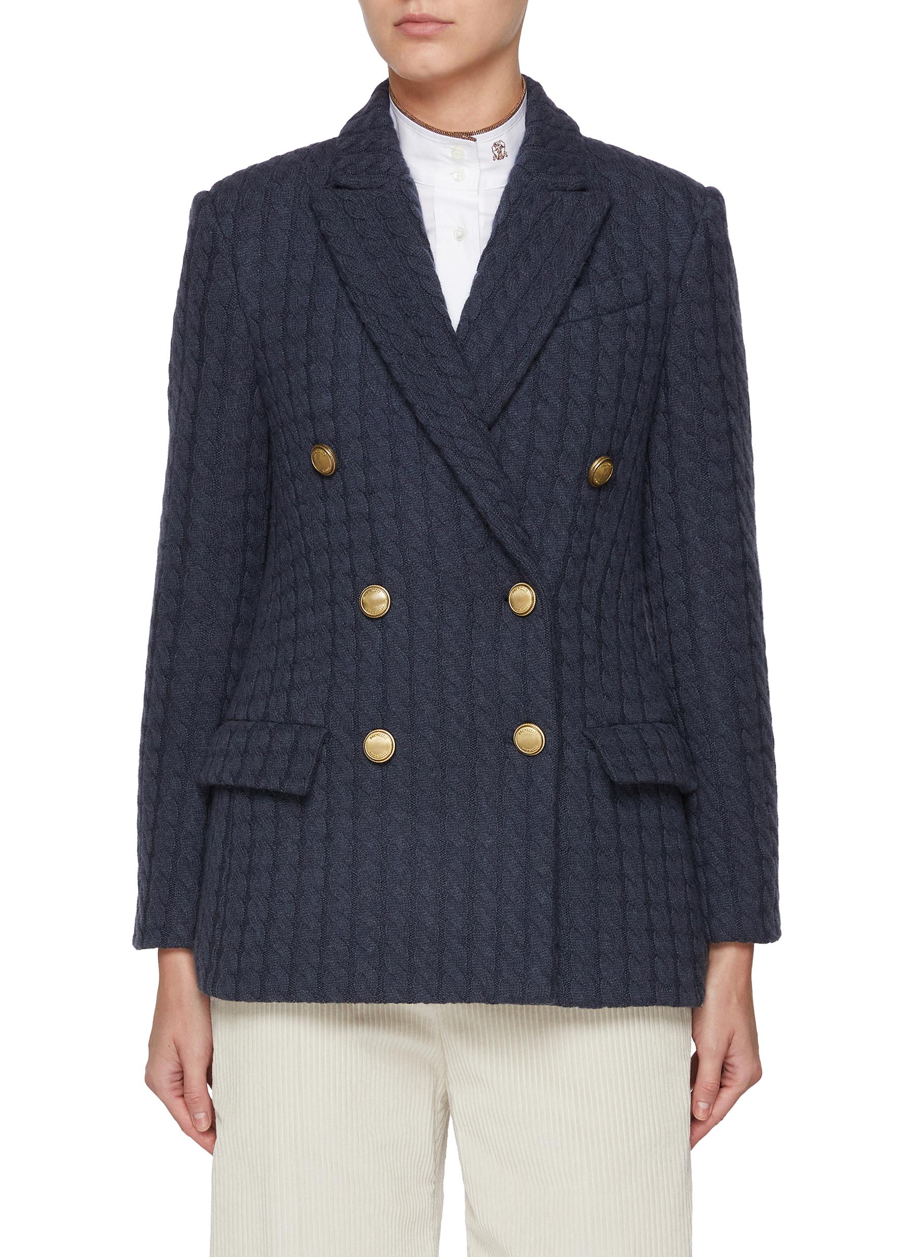 【関税込み】BRUNELLO CUCINELLI DOUBLE-BREASTED BLAZER Brunello Cucinelli Cashmere Cable Knit Double-Breasted