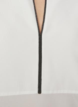  - BRUNELLO CUCINELLI - Monili Embellished V-Neck Silk Shirt