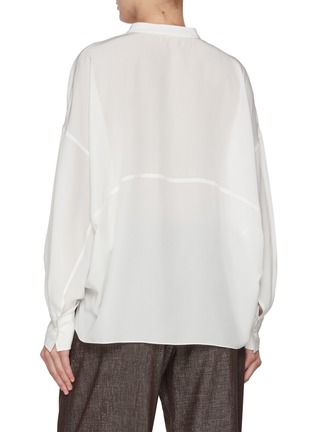 Back View - Click To Enlarge - BRUNELLO CUCINELLI - Monili Embellished V-Neck Silk Shirt