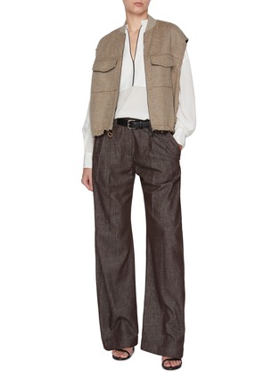 Figure View - Click To Enlarge - BRUNELLO CUCINELLI - Monili Embellished V-Neck Silk Shirt