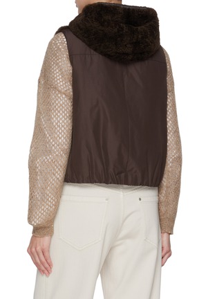 Back View - Click To Enlarge - BRUNELLO CUCINELLI - Hooded Padded Cashmere Goat Fur Vest