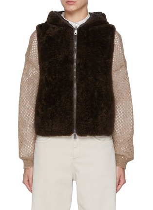 Main View - Click To Enlarge - BRUNELLO CUCINELLI - Hooded Padded Cashmere Goat Fur Vest