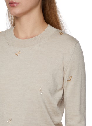  - HERNO - Long Sleeve Embroidered Wool Knit Top