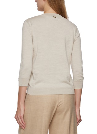 Back View - Click To Enlarge - HERNO - Long Sleeve Embroidered Wool Knit Top