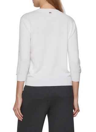 Back View - Click To Enlarge - HERNO - Long Sleeve Embroidered Wool Knit Top