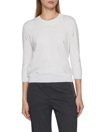 Main View - Click To Enlarge - HERNO - Long Sleeve Embroidered Wool Knit Top