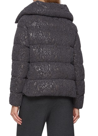 Back View - Click To Enlarge - HERNO - Floral Lace Button Up Puffer Jacket