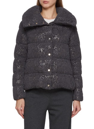 Main View - Click To Enlarge - HERNO - Floral Lace Button Up Puffer Jacket
