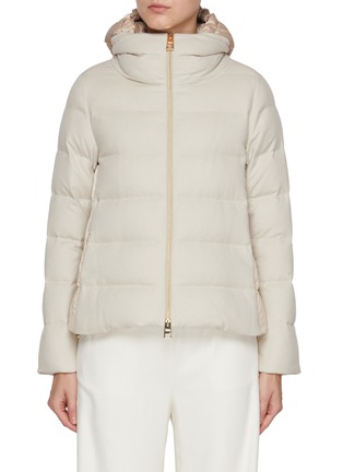 Main View - Click To Enlarge - HERNO - Hooded Puffer Silk Cashmere Jacket