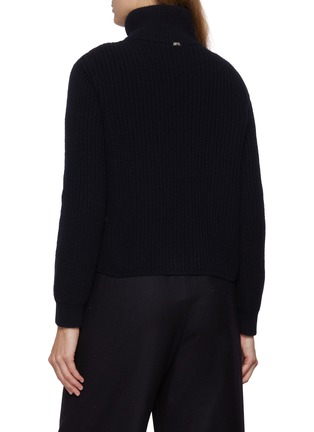 Back View - Click To Enlarge - HERNO - Zip Up Hybrid Quilted Padded Wool Jacket