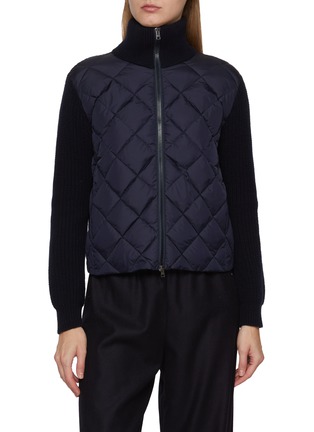 Main View - Click To Enlarge - HERNO - Zip Up Hybrid Quilted Padded Wool Jacket