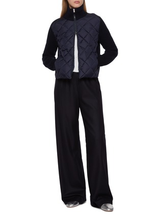 Figure View - Click To Enlarge - HERNO - Zip Up Hybrid Quilted Padded Wool Jacket