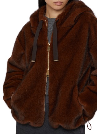  - HERNO - Hooded Zip Up Faux Fur Jacket