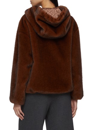Back View - Click To Enlarge - HERNO - Hooded Zip Up Faux Fur Jacket