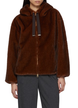 Main View - Click To Enlarge - HERNO - Hooded Zip Up Faux Fur Jacket