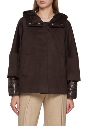 Main View - Click To Enlarge - HERNO - Long Sleeve Hooded Cashmere Jacket